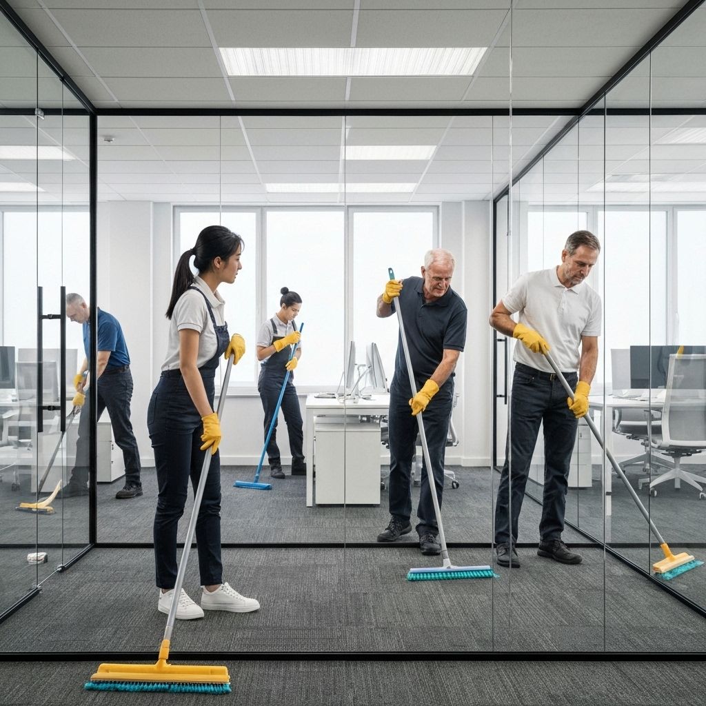 Professional cleaning team at work